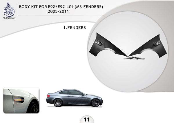B.11 BODYKIT FOR E92 E92 LCI M3 FENDER BODYKIT 2005-2011 for BMW 3 Series E92 (2005-2013) models