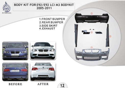B.12 BODYKIT FOR E92 E92 LCI M3 BODYKIT 2005-2011 for BMW 3 Series E92 (2005-2013) models