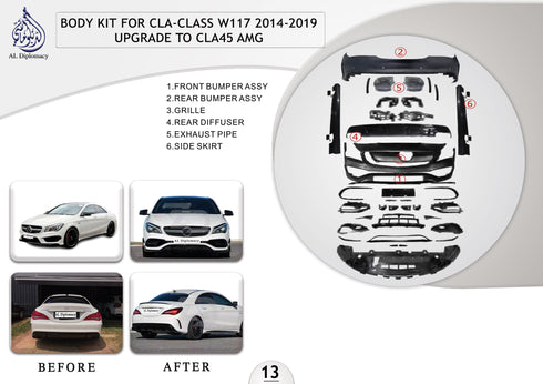 B.13 BODYKIT FOR CLA CLASS W117 2014-2019 UPGRADE TO CLA 45 AMG for Mercedes-Benz CLA Class W117 (2013-2022) models