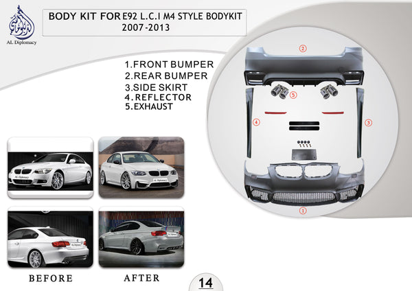 B.14 BODYKIT FOR E92 L.c.i M4 STYLE BODYKIT 2007-2013 for BMW 3 Series E92 (2005-2013) models