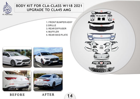 B.14 BODYKIT FOR CLA CLASS W118 2021 UPGRADE TO CLA 45 AMG for Mercedes-Benz CLA Class W118 (2019) models