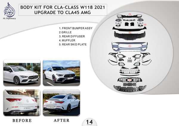 B.14 BODYKIT FOR CLA CLASS W118 2021 UPGRADE TO CLA 45 AMG for Mercedes-Benz CLA Class W118 (2019) models