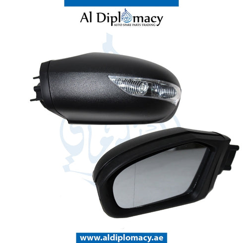 Left Mirror Complete, WITH Cover, AND LAMP for Mercedes-Benz A Class W169 (2004-2012) models, Part Number T-1698100376-C