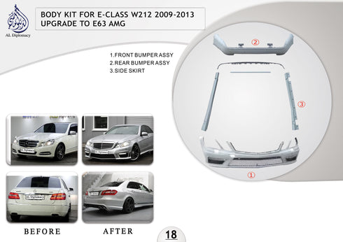 B.18 BODYKIT FOR E CLASS W212 2009-2013 UPGRADE TO E63 AMG for Mercedes-Benz E Class W212 (2009-2016) models