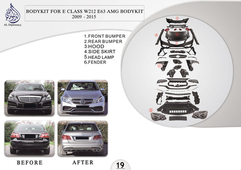 B.19 BODYKIT FOR E CLASS W212 E63 AMG Bodykit 2009 2015 for Mercedes-Benz E Class W212 (2009-2016) models