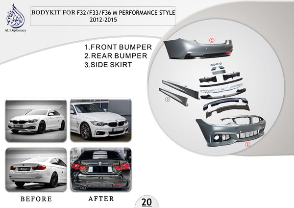 B.20 BODYKIT FOR F32 F33 F36 M PERFORMANCE STYLE 2012-2015 for BMW 4 Series F32 (2013-2017) models