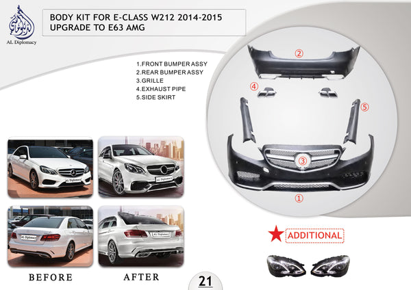 B.21 BODYKIT FOR E CLASS W212 2014-2015 UPGRADE TO E63 AMG for Mercedes-Benz E Class W212 (2009-2016) models