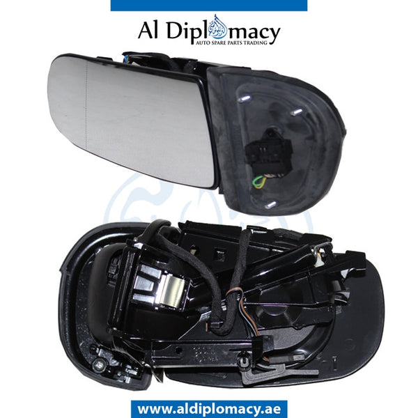 Left Mirror, WITH Glass, WITHOUT COVER for Mercedes-Benz E Class W210 (1996-2002) models, Part Number T-210MIR #11PIN(LH)