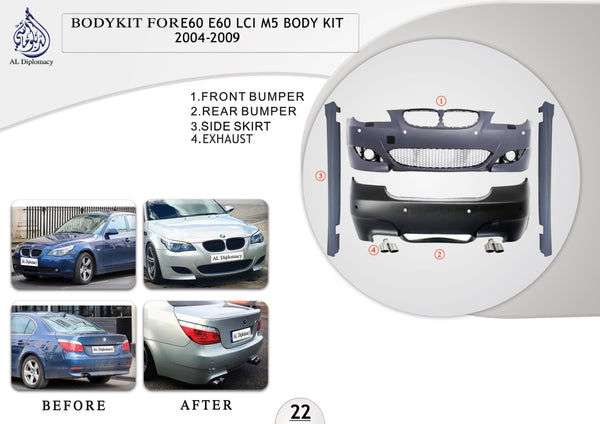B.22 BODYKIT FOR E60 E60 LCI M5 BODYKIT 2004-2009 for BMW 5 Series E60 (2004-2010) models