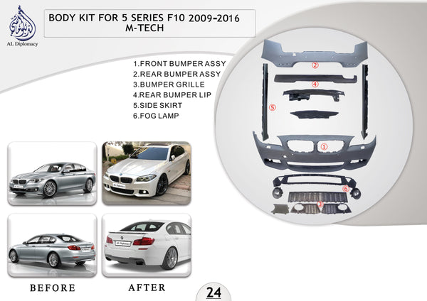 B.24 BODYKIT FOR 5-series F10 2009-2016 M TECH for BMW 5 Series F10 (2010-2016) models