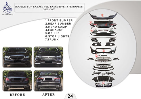 B.24 BODYKIT FOR E CLASS W213 EXECUTIVE TYPE BODYKIT 2016-2020 for Mercedes-Benz E Class W213 (2017-2023) models