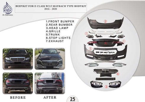 B.25 BODYKIT FOR E CLASS MAYBACH TYPE BODYKIT 2016-2020 for Mercedes-Benz E Class W213 (2017-2023) models