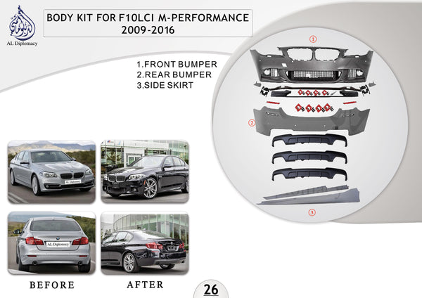 B.26 BODYKIT FOR F10LCI M PERFORMANCE BODYKIT 2009-2016 for BMW 5 Series F10 (2010-2016) models