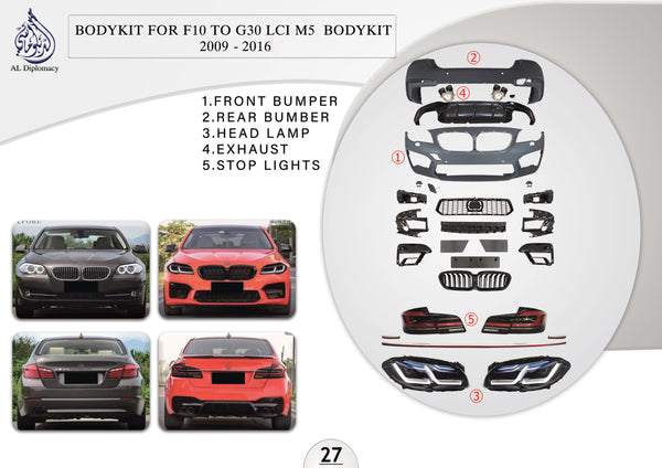 B.27 BODYKIT FOR F10 TO G30 LCI M5 BODYKIT 2009-2016 for BMW 5 Series F10 (2010-2016) models