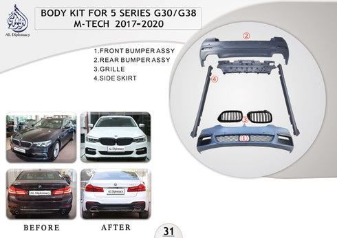 B.31 BODYKIT FOR 5 SERIES G30 G38 M TECH 2017-2020 for BMW 5 Series G30 (2016-2020) models