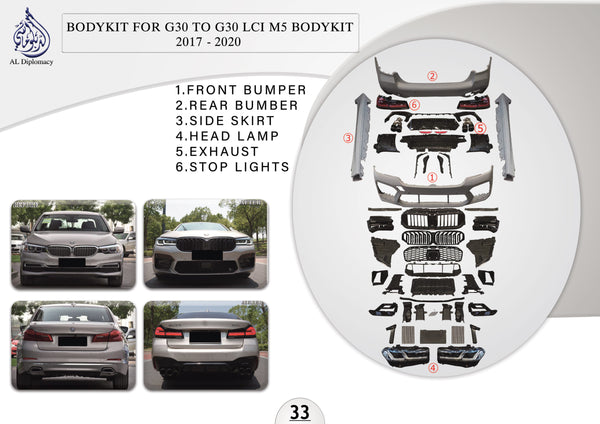 B.33 BODYKIT FOR G30 TO G30 LCI M5 BODYKIT 2017-2020 for BMW 5 Series G30 (2016-2020) models