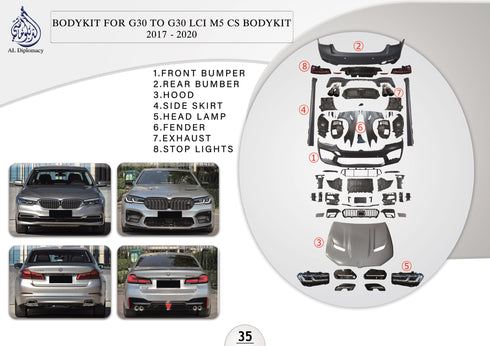 B.35 BODYKIT FOR G30 TO G30 LCI M5 CS BODYKIT 2017-2020 for BMW 5 Series G30 (2016-2020) models