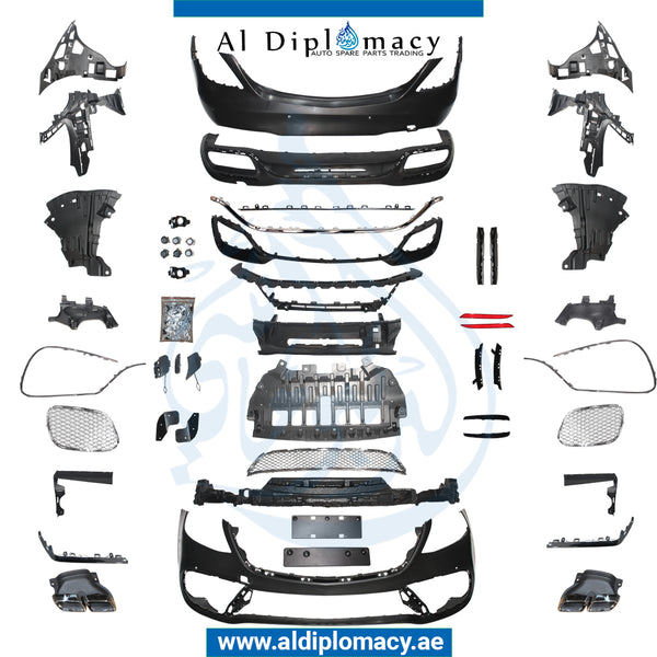 Front Rear W222 S65 BODYKIT Complete. Bumper, Bumper, AND EXHAUST for Mercedes-Benz S Class W222 (2014-2020) models, Part Number T-W222-S65 BODYKIT-2018-CO