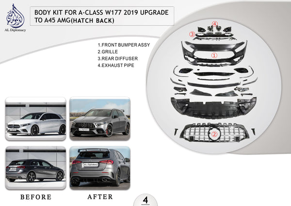 A.4 BODYKIT FOR A CLASS W177 2019 UPGRADE TO A45 AMG HATCH BACK for Mercedes-Benz A Class W177 (2018-2020) models
