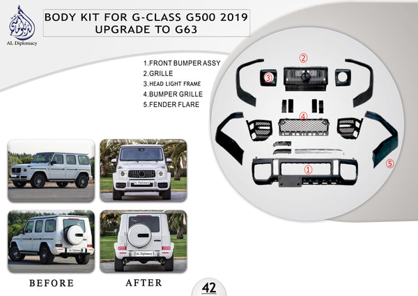 B.42 BODYKIT FOR G CLASS G500 2019 UPGRADE TO G63 for Mercedes-Benz G Class W463 (1992-2022) models