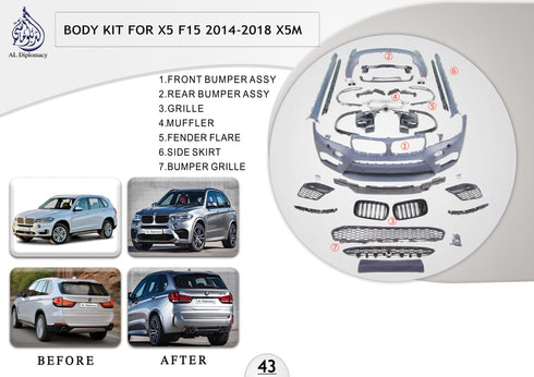B.43 BODYKIT FOR X5 F15 BODYKIT 2014-2018 X5M for BMW X5 Series F15 (2013-2018) models
