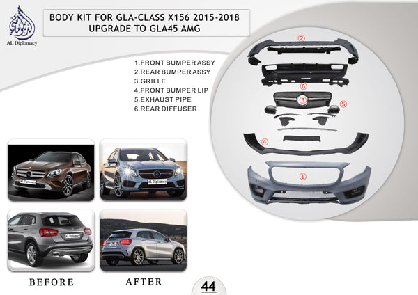 B.44 BODYKIT FOR GLA CLASS X156 2015-2018 UPGRADE TO GLE45 AMG for Mercedes-Benz GLA Class X156 (2014-2020) models