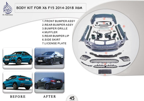 B.45 BODYKIT FOR X6 F15 BODYKIT 2014-2018 X6M for BMW X5 Series F15 (2013-2018) models