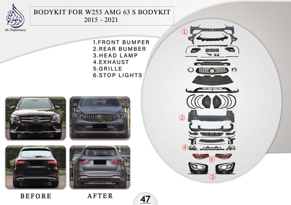 B.47 BODYKIT FOR X253 AMG 63 S BODYKIT 2015-2021 for Mercedes-Benz GLC Class W253 (2015-2022) models