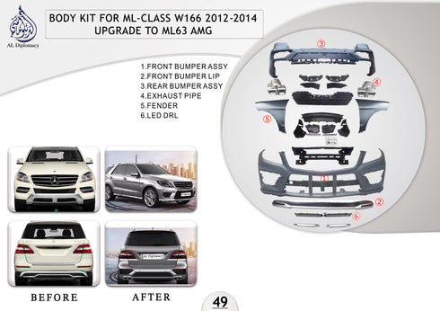 B.49 BODYKIT FOR ML CLASS W166 2012-2014 UPGRADE TO ML63 AMG for Mercedes-Benz M Class W166 (2011-2019) models