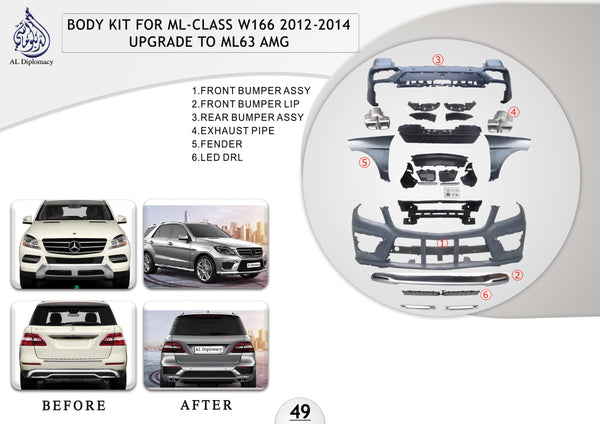 B.49 BODYKIT FOR ML CLASS W166 2012-2014 UPGRADE TO ML63 AMG for Mercedes-Benz M Class W166 (2011-2019) models