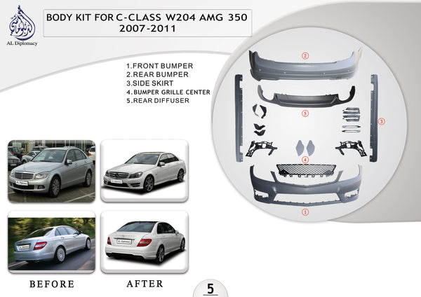 A.5 BODYKIT C CLASS W204 AMG 350 BODYKIT 2007-2011 for Mercedes-Benz C Class W204 (2007-2015) models