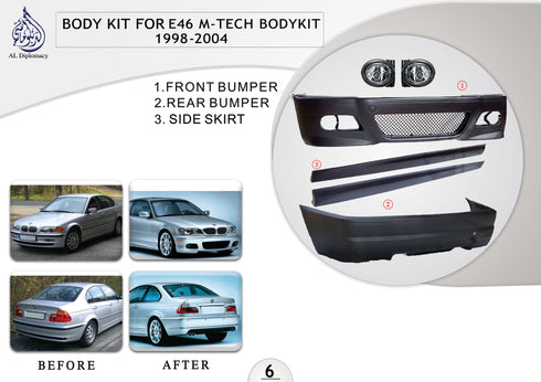 A.6 BODYKIT FOR E46 M TECH BODYKIT 1998-2004 for BMW 3 Series E46 (1998-2005) models