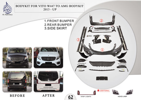 B.62 BODYKIT FOR VITO W447 TO AMG BODYKIT 2013 UP for Mercedes-Benz VITO W447 (2014-2020) models