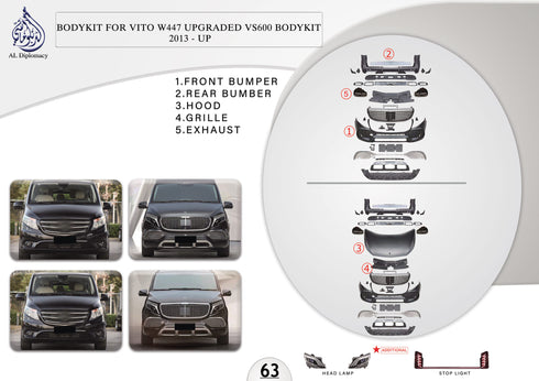 B.63 BODYKIT FOR VITO W447 UPGRADED VS600 BODYKIT 2013 UP for Mercedes-Benz VITO W447 (2014-2020) models