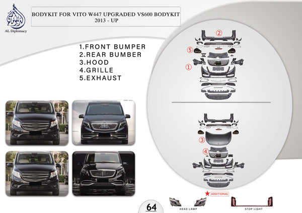 B.64 BODYKIT FOR VITO W447 UPGRADE VS600 BODYKIT 2013 UP for Mercedes-Benz VITO W447 (2014-2020) models