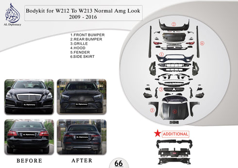 B.66 BODYKIT FOR W212 TO W213 Normal AMG Look 2009-2016 for Mercedes-Benz E Class W212 (2009-2016) models