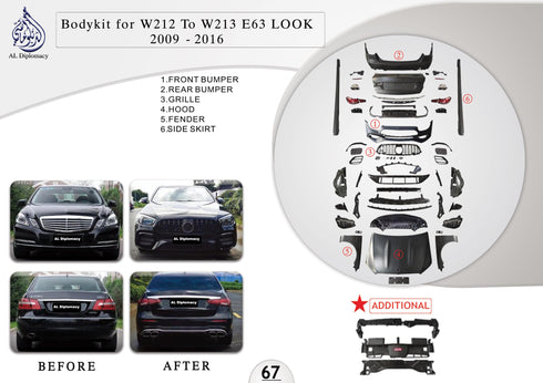 B.67 BODYKIT FOR W212 TO W213 E63 LOOK 2009-2016 for Mercedes-Benz E Class E63 (2003-2010) models