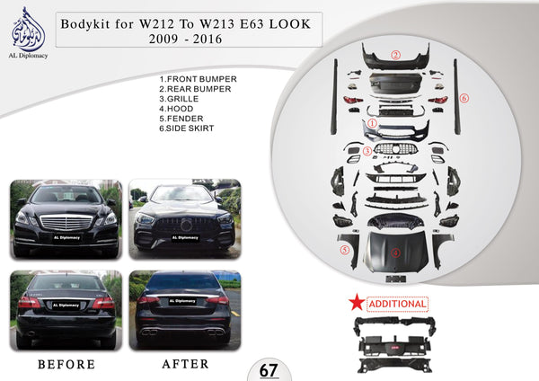 B.67 BODYKIT FOR W212 TO W213 E63 LOOK 2009-2016 for Mercedes-Benz E Class E63 (2003-2010) models