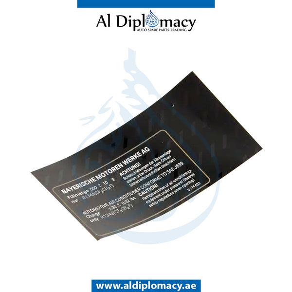 Label, COOLANT for BMW 1 SERIES 2011-2015 models, Part Number 71239174633