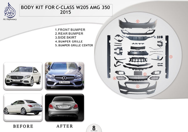 A.8 BODYKIT FOR C CLASS W205 AMG 350 BODYKIT 2015 for Mercedes-Benz C Class W205 (2015-2021) models
