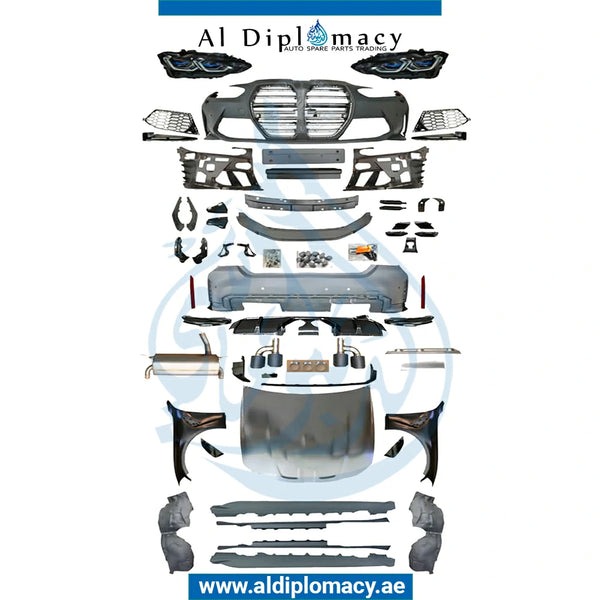 Front Rear F32 TO G82 M4 WIDE BODYKIT MIDDLE EXHAUST LOOK Complete. Bumper, Bumper, Fender, Headlight, SIDE Skirt, AND EXHAUST for BMW 4 Series F32 (2013-2017) models, Part Number T-F32 TO G82 M4 WIDE BODYKIT-2019- UP-MIDDLE-CO