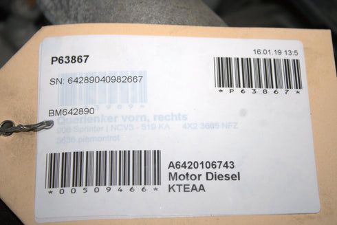 DIESEL ENGINE 642890 for Mercedes-Benz VITO W639 (2003-2015) models