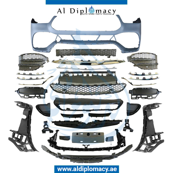 Front Bumper, WITH SENSOR Hole, Amg, COMPLETE for Mercedes-Benz GLE Class W167 (2019-2023) models, Part Number T-1678855203-CO-CN