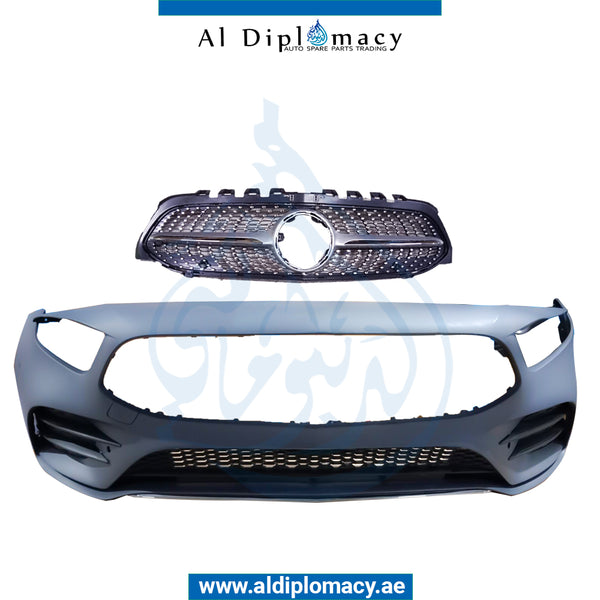 Front Bumper, WITH SENSOR Hole, Amg, COMPLETE for Mercedes-Benz A Class W177 (2018-2020) models, Part Number T-1778802801-CO-CN
