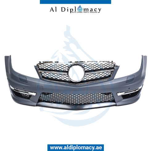 Front Bumper, WITH SENSOR AND WIPER Hole, ORIGINAL 63, COMPLETE for Mercedes-Benz C Class W204 (2007-2015) models, Part Number T-2048808847-CO