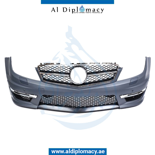 Front Bumper, WITH SENSOR AND WIPER Hole, ORIGINAL 63, COMPLETE for Mercedes-Benz C Class W204 (2007-2015) models, Part Number T-2048808847-CO