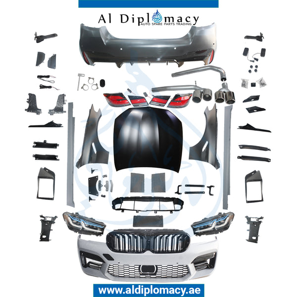 Front Rear F10 TO G30 LCI M5 BODYKIT FIT 2011-up. Bumper, Bumper, Hood, Fender, Headlight, Stoplight, SIDE Skirt, Grille, AND EXHAUST for BMW 5 Series F10 (2010-2016) models, Part Number T-F10 TO G30 LCI M5 BODYKIT-FIT 2011-UP-CO
