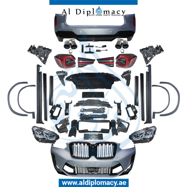 Front Rear G01 LCI X3 M BODYKIT FIT 2019-up. Bumper, Bumper, Headlight, Stoplight, SIDE Skirt, AND EXHAUST for BMW X3 Series G01 (2021-2024) models, Part Number T-G01LCI-X3M BODY KIT 2019-UP-CO