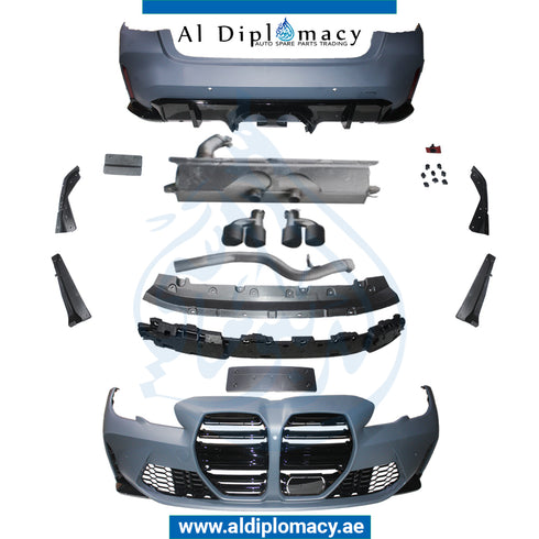 Front Rear G20 M3 BODYKIT 2019 UP Complete. Bumper, Bumper, AND EXHAUST for BMW 3 Series G20 (2018-2022) models, Part Number T-G20 M3 BODYKIT-2019-UP-MIDDLE-CO