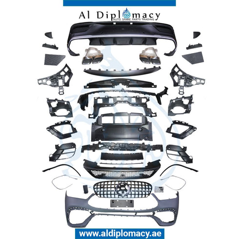 Front Rear W167 COUPE GLE 63 BODYKIT Complete. Bumper, Diffuser, AND EXHAUST for Mercedes-Benz GLE Class W167 (2019-2023) models, Part Number T-W167-GLE63 COUPE BODYKIT-CO